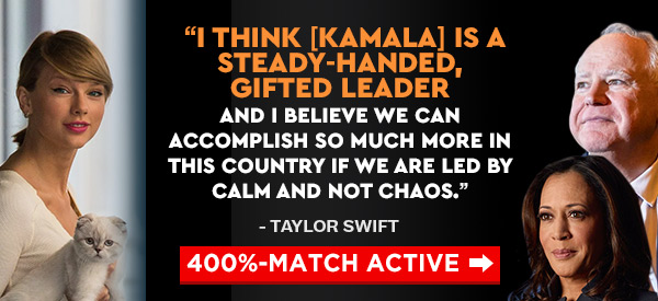 Taylor Swift: I think [Kamala] is a steady-handed, gifted leader and I believe we can accomplish so much more in this country if we are led by calm and not chaos.