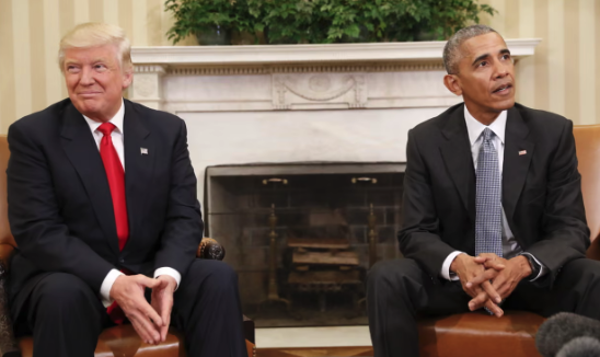 Donald Trump and Barack Obama in the oval office